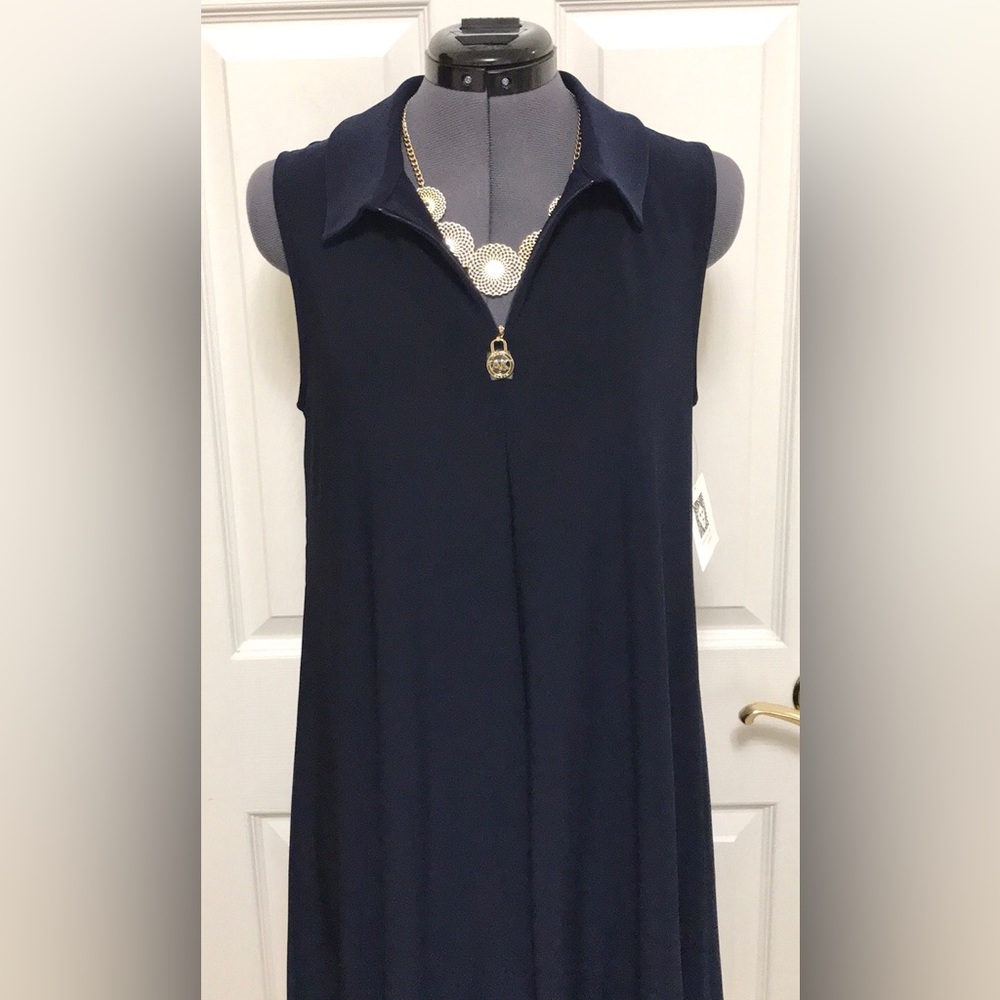 NWT Anne Klein Collared Swing Dress Navy - Picture 10 of 16